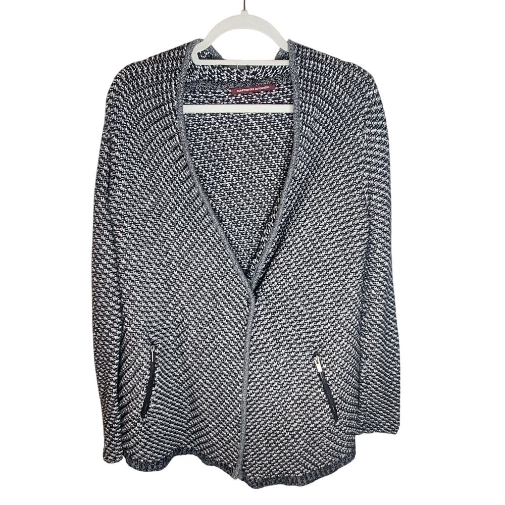 Comptoir des Cotonniers Marled Seed Stitch Snap Cardigan Women's M French Luxe